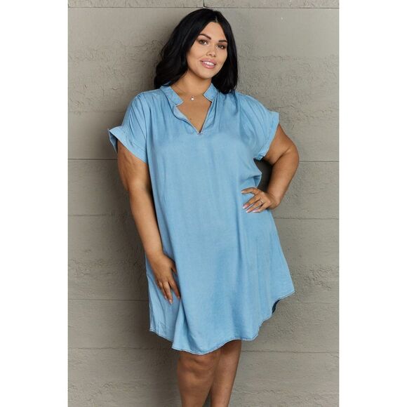 Geegee Cozy Cuddles Full Size Denim Dress - Picture 1 of 10